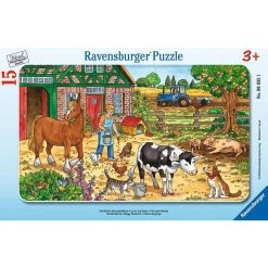 Bon marché 💯 Ravensburger Puzzle cadre 15 pièces - La vie à la ferme ✨