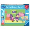 Nouveau ✨ Ravensburger Puzzles 2X12 P - A La Maison / Peppa Pig - Pp: Peppa Pig ❤️ -Ravensburger Soldes Boutique 4005556075966 1