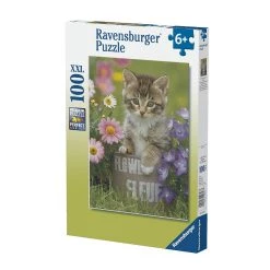 Bon marché 🥰 Ravensburger Puzzle 100 P Xxl - Chaton Parmi Les Fleurs 🌟