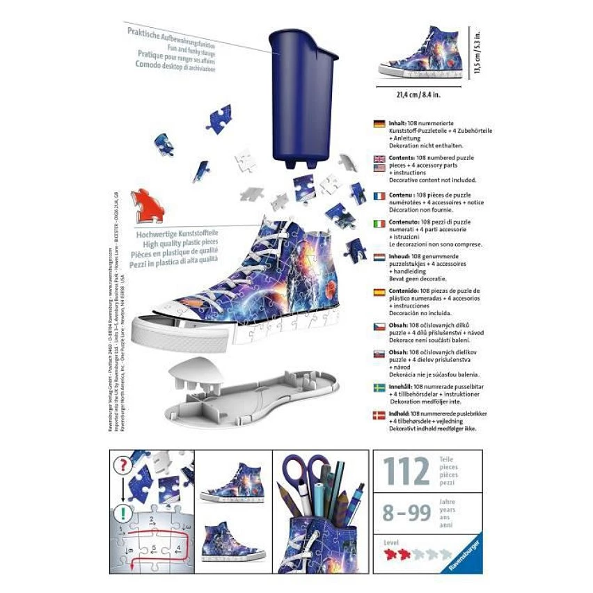 De gros 🛒 Puzzle 3D 👟 Sneaker - Les astronautes - Ravensburger - Puzzle 3D enfant - sans colle - Pot a crayons 108 pieces - Des 8 ans 👏 5 De gros 🛒 Puzzle 3D 👟 Sneaker - Les astronautes - Ravensburger - Puzzle 3D enfant - sans colle - Pot a crayons 108 pieces - Des 8 ans 👏 – Image 3