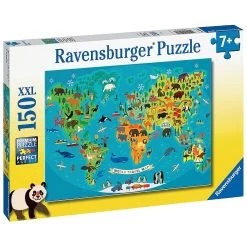 Budget 🛒 Ravensburger Puzzle 150 P Xxl - La Carte Du Monde Des Animaux 🧨