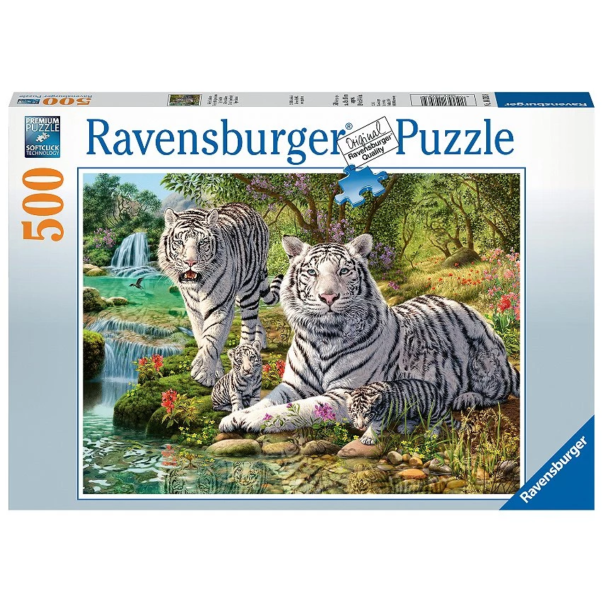 Remise 👏 Ravensburger Puzzle 500 P - Famille De Tigres Blancs 🧨 4 Remise 👏 Ravensburger Puzzle 500 P - Famille De Tigres Blancs 🧨 – Image 2