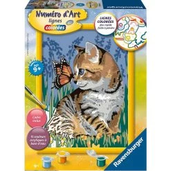 Remise ⭐ Ravensburger Numéro D'art - Moyen - Chat Et Son Compagnon Le Papillon ⭐
