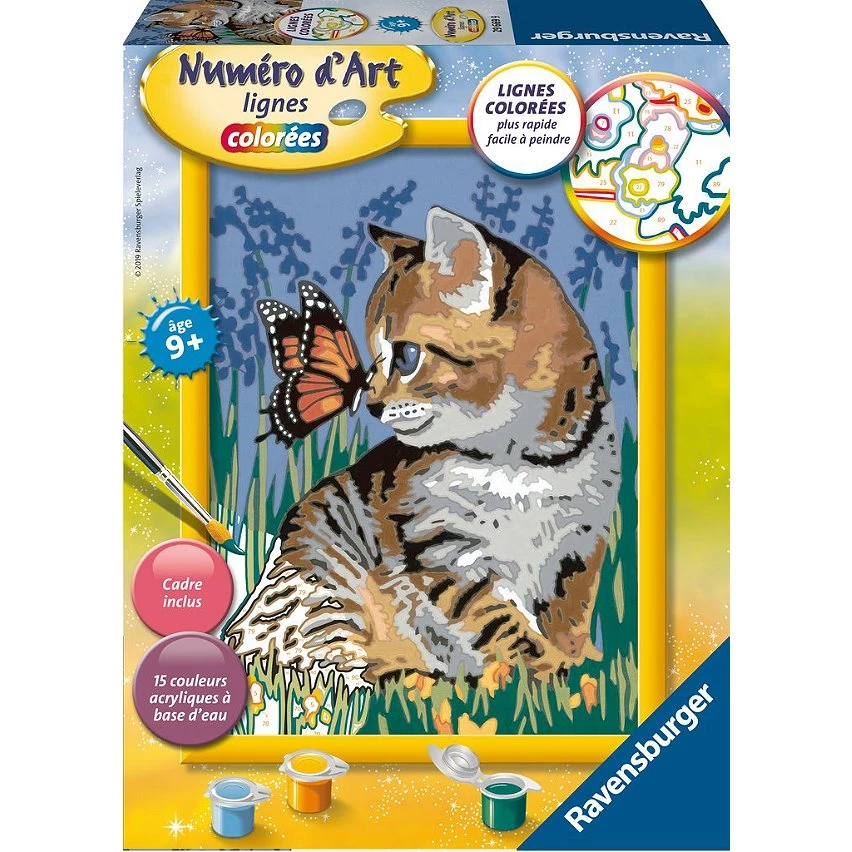 Remise ⭐ Ravensburger Numéro D'art - Moyen - Chat Et Son Compagnon Le Papillon ⭐ 3 Remise ⭐ Ravensburger Numéro D'art - Moyen - Chat Et Son Compagnon Le Papillon ⭐